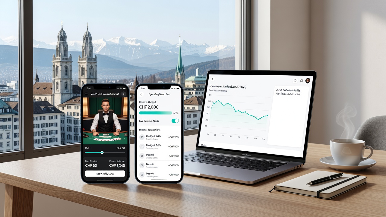 Mobile screen showing live dealer blackjack table next to active spending limit indicators